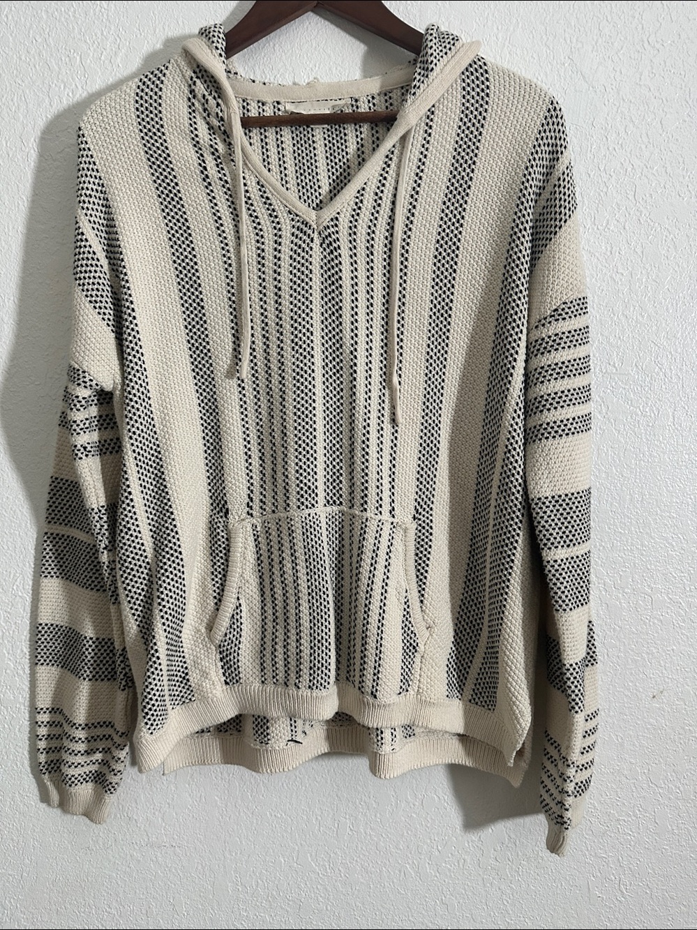 Lovestitch Striped Baja Hooded Sweater Size M
